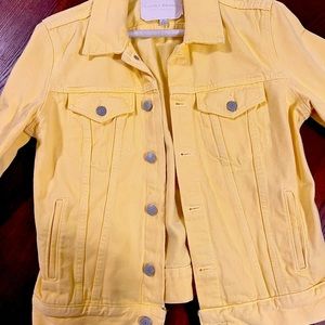 women’s pale yellow lucky brand jean jacket size medium